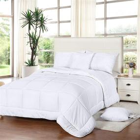 img 2 attached to 🛏️ Utopia Bedding All Season Queen Comforter - Quilted Duvet Insert with Corner Tabs - Machine Washable - Stand Alone Comforter - White