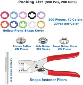 img 3 attached to ZTWEDEN 200 Sets Metal Snaps Button Tool Kit: Snap Fasteners for Clothing, Leathercraft, and Bag Making (10 Colors, 9.5mm)