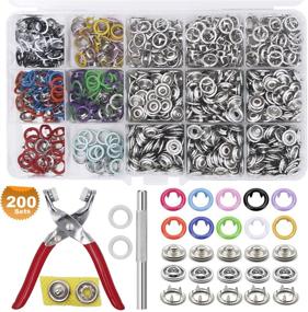 img 4 attached to ZTWEDEN 200 Sets Metal Snaps Button Tool Kit: Snap Fasteners for Clothing, Leathercraft, and Bag Making (10 Colors, 9.5mm)