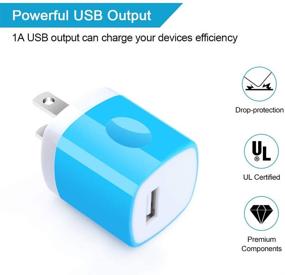 img 2 attached to 🔌 5-Pack USB Wall Adapter & Charger Cubes | Compatible with iPhone X/XR/8/7/6S Plus, Samsung Galaxy S10e/S10/S9, LG G8/G7 | 1A Travel Single Port Wall Charger Plug Charging Block Box