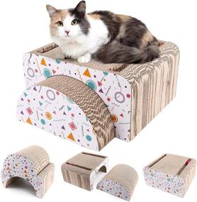 img 4 attached to 🐱 PrimePets 2-in-1 Cat Scratcher Cardboard with Ball - Removable Cat Scratching Board, Catnip & Corrugated Lounge Refills - Ideal for Large Cats and Kittens