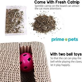 img 3 attached to 🐱 PrimePets 2-in-1 Cat Scratcher Cardboard with Ball - Removable Cat Scratching Board, Catnip & Corrugated Lounge Refills - Ideal for Large Cats and Kittens