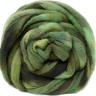 wool roving hand dyed in bronze green - super soft bfl combed top for easy hand spinning and artisanal fiber crafts - ideal for felting, weaving, and wall hangings - 1 ounce logo