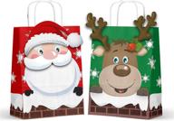 🎁 christmas diy gift paper bags with handles - 2 styles christmas candy treat bags, ideal for christmas party favor bags (16 pcs) logo