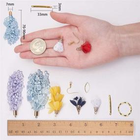 img 1 attached to 🌸 SUNNYCLUE 1 Bag DIY 8 Pairs 3D Fabric Cloth Floral Hoop Dangle Earrings Making Kit with Chiffon Flower Petals, Tassel Pendant, Charm Connector, Earring Hooks - Jewelry Findings Supply