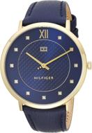 ⌚ tommy hilfiger women's 'sophisticated sport' blue casual watch: quartz gold-tone & leather, model 1781807 logo