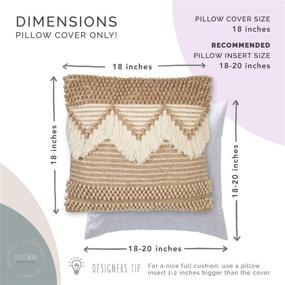 img 2 attached to 🌼 Cute Woven Boho Throw Pillow Cover with Fringe and Tufted Design - Stylish Brown and Cream Boho Farmhouse Decor for Sofa, Couch, Bed, or Chair - 18x18 Inch