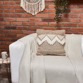 img 3 attached to 🌼 Cute Woven Boho Throw Pillow Cover with Fringe and Tufted Design - Stylish Brown and Cream Boho Farmhouse Decor for Sofa, Couch, Bed, or Chair - 18x18 Inch