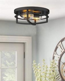 img 3 attached to 💡 FEMILA 13-inch 2-Light Flush Mount Ceiling Light in Black Finish, Close to Ceiling Fixture - Model 4FW01-F BK