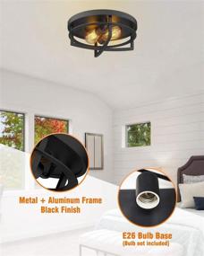 img 2 attached to 💡 FEMILA 13-inch 2-Light Flush Mount Ceiling Light in Black Finish, Close to Ceiling Fixture - Model 4FW01-F BK