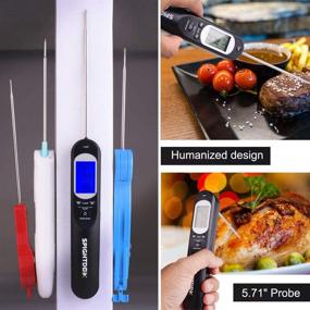 img 3 attached to Spightdex Digital Instant Meat Thermometer: USB Rechargeable, Built-in Food Temperature Guide, Alarm, Voice Prompt, Splash-Resistant - Ideal for Kitchen Cooking, BBQ, Grill, Water, Oil, Candy