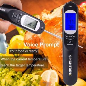 img 1 attached to Spightdex Digital Instant Meat Thermometer: USB Rechargeable, Built-in Food Temperature Guide, Alarm, Voice Prompt, Splash-Resistant - Ideal for Kitchen Cooking, BBQ, Grill, Water, Oil, Candy