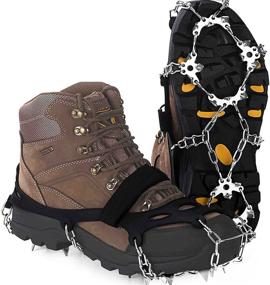 img 4 attached to ⛰️ EnergeticSky Upgraded Ice Cleat Spikes Crampons with Stainless Steel Spikes and Silicone, Ideal Boots for Hiking on Snowy, Icy Ground in Mountainous Terrain.