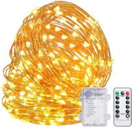 tingmiao fairy lights 33ft 100 led string lights - battery powered, remote control, waterproof copper wire lights for indoor decor logo