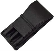 premium black leather fountain pen case: stylish 3 pens pouch with separate slots for organized carrying logo