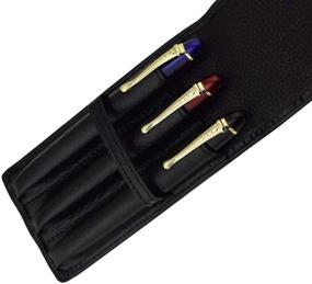 img 2 attached to Premium Black Leather Fountain Pen Case: Stylish 3 Pens Pouch with Separate Slots for Organized Carrying