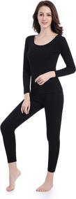 img 1 attached to 👚 Soft Scoop Neck Women's Thermal Underwear Set - Stretch Base Layer Long Johns