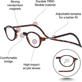 img 2 attached to 👓 CliC Magnetic Reading Glasses | Computer Readers with Replaceable Lens | Adjustable Temples | Classic Style | Matte Tortoise, 2.00 Magnification