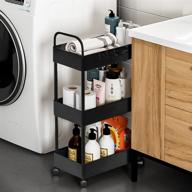 conworld heightened rolling cart 34-inch: ultimate 3 tier storage organizer for kitchen, bedroom, bathroom, office, and more - black logo