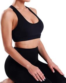 img 1 attached to Premium Racerback Sports Bra for Women - Ideal for 🏋️ Running, Fitness, Yoga, and Gym - Removable Cups for Extra Comfort