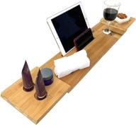 🛀 bamboo bath caddy tray for tub: cabot & carlyle luxury bath table - fits all accessories, wine glass, books, tablets, cellphones, shampoo - foldable bath shelf logo