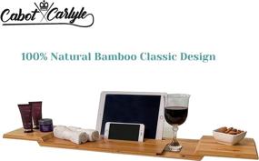 img 1 attached to 🛀 Bamboo Bath Caddy Tray for Tub: Cabot & Carlyle Luxury Bath Table - Fits All Accessories, Wine Glass, Books, Tablets, Cellphones, Shampoo - Foldable Bath Shelf