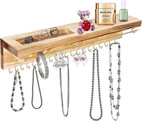 img 4 attached to 📿 Jewelry Organizer Wall Mount, Necklace Holder with Removable Bracelet Rod and 18 Hooks, Hanging Jewelry Organizer for Rings, Earrings, Necklaces - Wall Mounted Jewelry Hanger