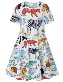 img 4 attached to RAISEVERN Cute Sleeve Girls' Clothing with Toddler Dinosaurs Pattern