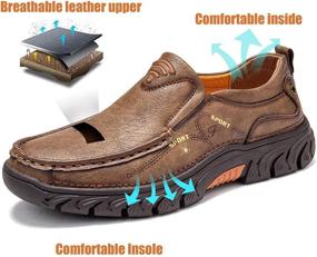 img 2 attached to Leather Stitching Comfort Moccasins Business Men's Shoes and Loafers & Slip-Ons