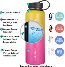 img 1 attached to 🧃 SENDESTAR Stainless Steel Water Bottle - Vacuum Insulated, Leak Proof, Wide Mouth with Multiple Lids (18 oz, 24 oz, 32 oz, 40 oz, 64 oz, 87 oz) - Keep Liquids Hot or Cold