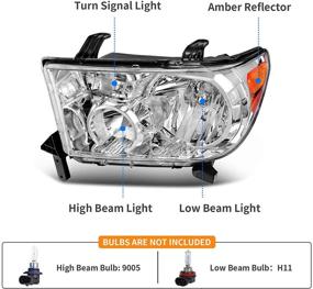 img 3 attached to 🔦 Chrome Housing Amber Reflector Headlight Assembly for Tundra 2007-2013/ Sequoia 2008-2017 - DWVO
