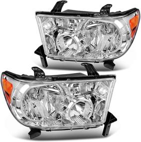 img 4 attached to 🔦 Chrome Housing Amber Reflector Headlight Assembly for Tundra 2007-2013/ Sequoia 2008-2017 - DWVO