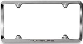 img 1 attached to 🏎️ Porsche Slimline License Plate Frame: Polished Stainless Steel with Elegant Script Design