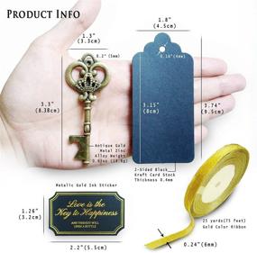 img 3 attached to 🗝️ Vintage Metal Large Skeleton Key Bottle Opener Wedding Favor with Tags - Chalkboard Look-alike; FREE Gold Ribbon, Stickers, Antique Gold Finish - Ideal Bridal Shower Favors for Guests