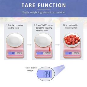 img 2 attached to 🍳 JXCOOP Pink Digital Food Scale, 22LB Kitchen Scale for Food Ounces and Grams, High Precision 1g/0.1oz, Tare Function, Backlit LCD, Touch Button, Ideal for Cooking and Baking