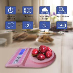 img 3 attached to 🍳 JXCOOP Pink Digital Food Scale, 22LB Kitchen Scale for Food Ounces and Grams, High Precision 1g/0.1oz, Tare Function, Backlit LCD, Touch Button, Ideal for Cooking and Baking