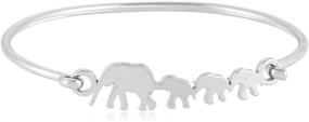 img 4 attached to 🐘 SENFAI Mama and Her 3 Children Family Bangle Bracelet: Elephant Stainless-Steel Trio for Mom and Daughter Triplets