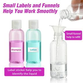 img 2 attached to 💧 Set of 30 Clear Plastic Empty Bottles, 2oz Travel Size with Flip Cap for Liquids, Toiletries, Shampoo, Lotion, Conditioner