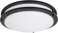 🔆 maxxima led flush mount ceiling light fixture, 14" black round light - dimmable, warm white, 1650 lumens, 3000k logo