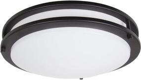 img 4 attached to 🔆 Maxxima LED Flush Mount Ceiling Light Fixture, 14" Black Round Light - Dimmable, Warm White, 1650 Lumens, 3000K