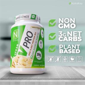 img 3 attached to 🌱 NutraKey V-Pro: Organic, Vegan, Low Carb Protein Powder with 20g Protein (Vanilla Cookie) 1.78lb - Gluten Free Option Included