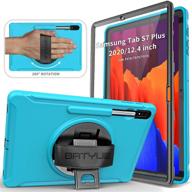 batyue galaxy tab s7 plus case with screen protector+s pen holder+hand strap+rotating kickstand logo