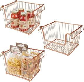 img 4 attached to 🔃 mDesign Stackable Copper Metal Food Storage Organizer Bins - Open Front for Kitchen Cabinets, Pantry, Closets, Bedrooms, Bathrooms - Large, 3 Pack