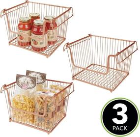 img 3 attached to 🔃 mDesign Stackable Copper Metal Food Storage Organizer Bins - Open Front for Kitchen Cabinets, Pantry, Closets, Bedrooms, Bathrooms - Large, 3 Pack