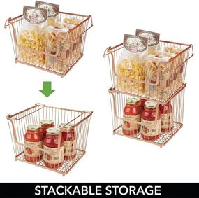 img 1 attached to 🔃 mDesign Stackable Copper Metal Food Storage Organizer Bins - Open Front for Kitchen Cabinets, Pantry, Closets, Bedrooms, Bathrooms - Large, 3 Pack