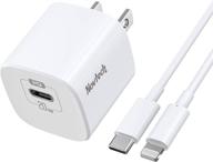 🔌 novtech mfi certified iphone fast charger - 20w usb c wall charger plug with 6.6ft c to lightning cable - power delivery 3.0 quick charger block for iphone 13 12 11 xs xr x 8 plus se 2020 ipad - white logo