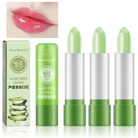 img 4 attached to 💄 HAOYA Set of 3 Aloe Vera Color Changing Lipstick: Long Lasting, Nutritious Plumper, Moisturizing Magic TemperaturE Color Change Lip Gloss in Matte Makeup (SET02)