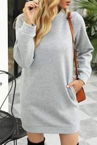 img 3 attached to 👗 Miselon Women's Casual Fleece Long Pullover Sweatshirt Dress with Pockets - Long Sleeve Mini Sweater Dresses