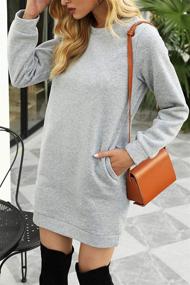 img 2 attached to 👗 Miselon Women's Casual Fleece Long Pullover Sweatshirt Dress with Pockets - Long Sleeve Mini Sweater Dresses