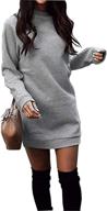 👗 miselon women's casual fleece long pullover sweatshirt dress with pockets - long sleeve mini sweater dresses logo